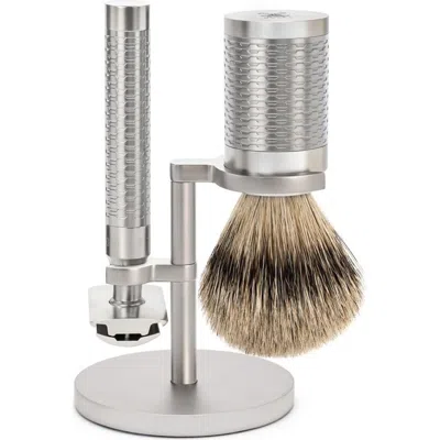 Mühle Rocca Silver Matt Stainless Steel 3-piece Silvertip Badger & Safety Razor Shaving Set