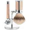 Mühle Rosegold Silvertip Badger & Open Comb Safety Razor Shaving Set In Gold