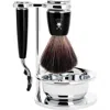 Mühle Rytmo Black 4-piece Black Fiber & Mach-3 Shaving Set In Black