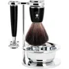 Mühle Rytmo Black 4-piece Black Fiber & Safety Razor Shaving Set In Black