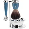 Mühle Rytmo Petrol 4 Pc. Black Fibre / Safety Razor Shaving Set In Blue
