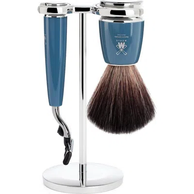 Mühle Rytmo Petrol Blue 3 Pc. Black Fibre / Mach3 Shaving Set