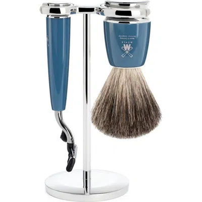 Mühle Rytmo Petrol Blue 3 Pc. Pure Badger / Mach3 Shaving Set