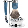 Mühle Rytmo Petrol Blue 4 Pc. Pure Badger / Fusion Shaving Set In Blue
