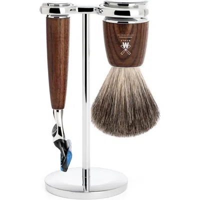 Mühle Rytmo Steamed Ash 3-piece Pure Badger & Fusion Shaving Set