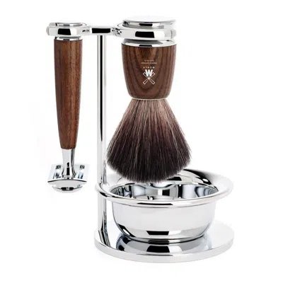 Mühle Rytmo Steamed Ash 4-piece Black Fiber & Safety Razor Shaving Set