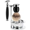 Mühle Sophist Black 4-piece Silvertip Badger & Safety Razor Shaving Set In Black