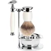 Mühle Sophist Porcelain 4-piece Silvertip Badger & Safety Razor Shaving Set In White