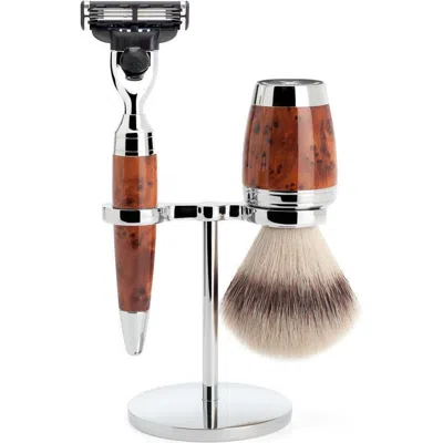 Mühle Stylo Thuja Wood 3-piece Silvertip Fiber & Mach-3 Shaving Set