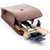 Mühle Travel Florentine Brown Leather Silvertip Fiber & Fusion Shaving Kit In Brown