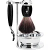 Mühle Vivo Black Resin 4-piece Black Fiber & Mach-3 Shaving Set In Black