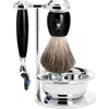 Mühle Vivo Black Resin 4-piece Pure Badger & Fusion Shaving Set In Black