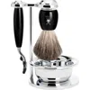Mühle Vivo Black Resin 4-piece Pure Badger & Mach-3 Shaving Set In Black