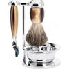 Mühle Vivo Brown Horn 4-piece Pure Badger & Fusion Shaving Set In Brown