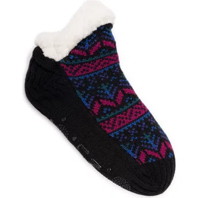 Muk Luks 1 Pair Pack Shortie Cabin Socks In Ebony Multi