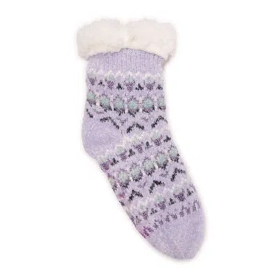 Muk Luks 1 Pair Pack Tall Cabin Chenille Eyelash Knit Slipper Socks In Purple