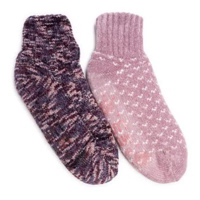 Muk Luks 2 Pair Pack Cabin Chenille Socks In Purple