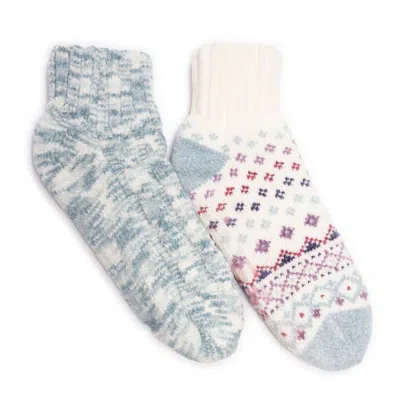 Muk Luks 2 Pair Pack Cabin Chenille Socks In Soft Blue