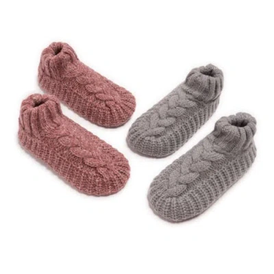 Muk Luks 2 Pair Pack Cuffed Sweater Knit Ballerinas In Multi