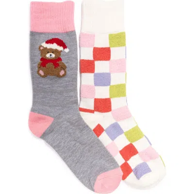 Muk Luks 2 Pair Pack Novelty Cozy Lounge Socks In Pink
