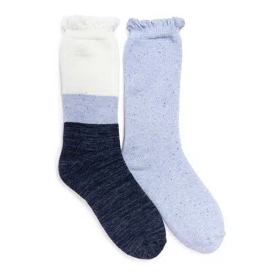 Muk Luks 2 Pair Pack Ruffle Heat Retainer Crew Socks In Multi