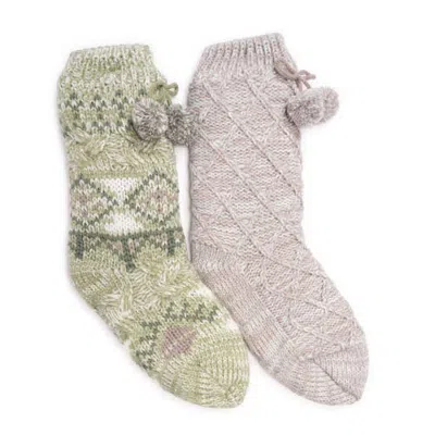 Muk Luks 2 Pair Pack Tall Cabin Socks In Multi