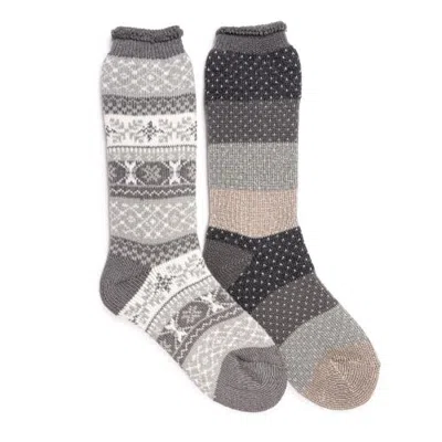 Muk Luks 2 Pair Pack Tall Heat Retainer Boot Socks In Multi