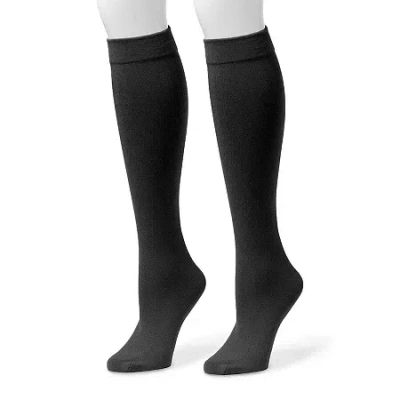 Muk Luks 2-pk. Fleece-lined Knee High Socks In Black
