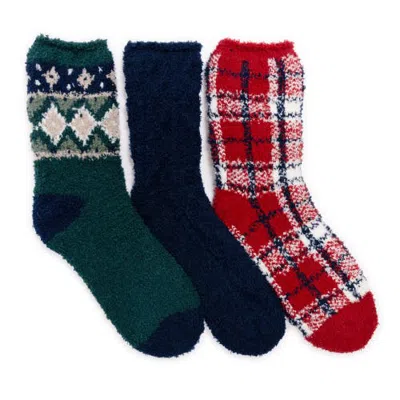 Muk Luks 3 Pair Pack Crew Cozy Socks In Boyfriend