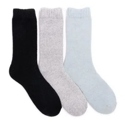 Muk Luks 3 Pair Pack Crew Wool Blend Socks In Multi