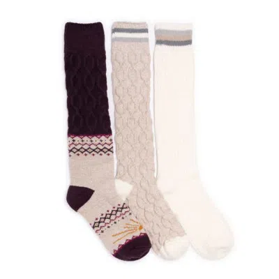 Muk Luks 3 Pair Pack Microfiber Novelty Boot Socks In Multi