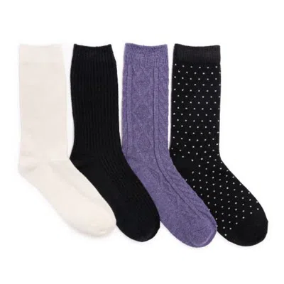 Muk Luks 4 Pair Pack Crew Wool Blend Socks In Multi