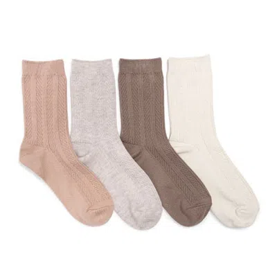 Muk Luks 4 Pair Pack Lume Soft Crew Socks In Pastel