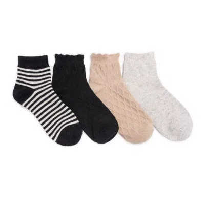 Muk Luks 4 Pair Pack Mini Crew Wool Blend Socks In Multi