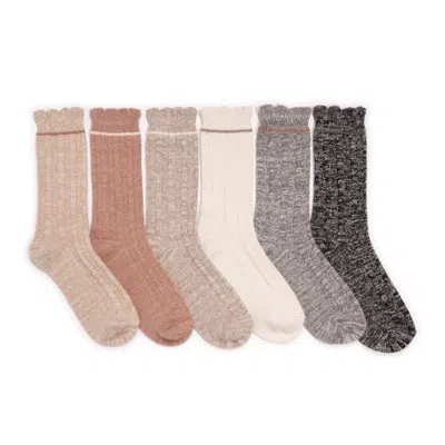 Muk Luks 6 Pair Pack Microfiber Boot Socks In Muted Pastel