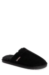 Muk Luks Dave Faux Shearling Lined Suede Slipper In Black