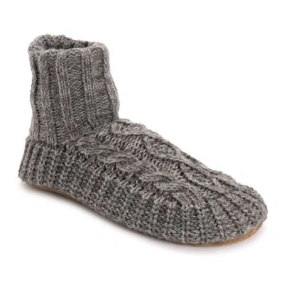 Muk Luks Acrylic Cabled Bootie Slippers In Gray