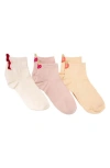 Muk Luks Assorted 3-pack Ankle Socks In Warm