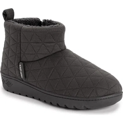 Muk Luks Avery Beth Faux Fur Slipper Bootie In Dark Grey