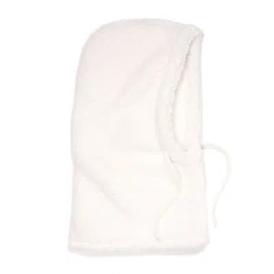Muk Luks Balaclava Faux Shearling Overhood In Ivory