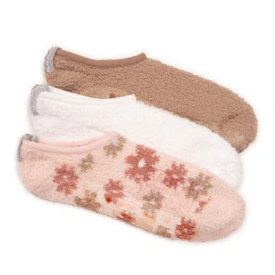 Muk Luks Ballerina Cozy Socks With Grippers, 3 Pair Pack In Multi