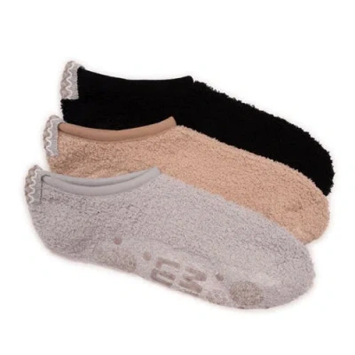 Muk Luks Ballerina Cozy Socks With Grippers, 3 Pair Pack In Neutral