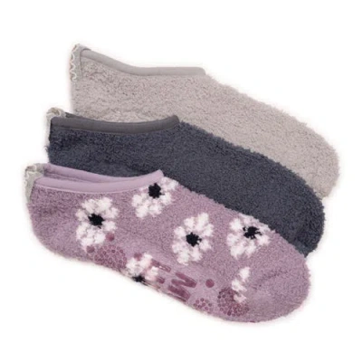 Muk Luks Ballerina Cozy Socks With Grippers, 3 Pair Pack In Pink
