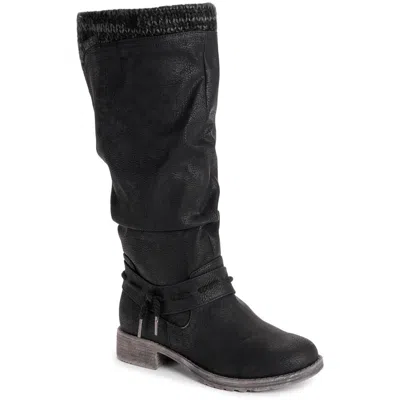 Muk Luks Bianca Briana Womens Faux Leather Zipper Knee-high Boots In Black