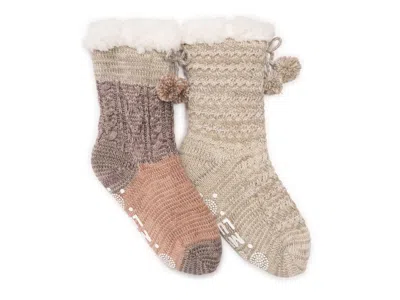 Muk Luks Cabin Slipper Socks 2 Pack In Gray