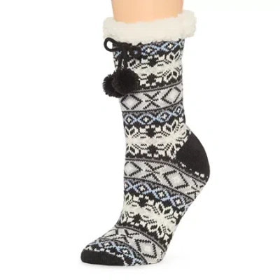 Muk Luks Cabin Womens 1 Pair Slipper Socks In Black