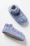 Muk Luks Cable-knit Slipper Booties In Blue