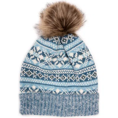 Muk Luks Chenille Eyelash Mix Hat In Blue
