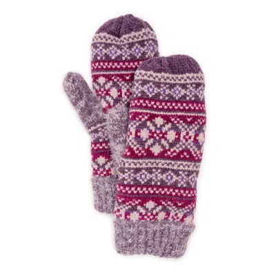 Muk Luks Chenille Eyelash Mix Mitten In Purple