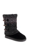 Muk Luks Cheryl Faux Fur Knit Boot In Ebony Marl